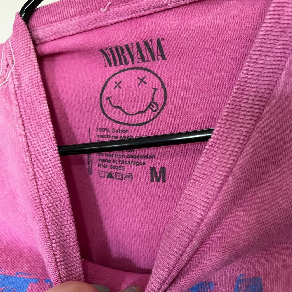 Nirvana Adult Pink Graphic T-Shirt - Picture 3 of 4